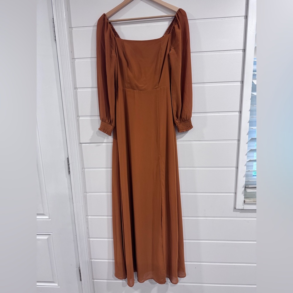 Baltic Born Long Sleeve Maxi Dress in Rust Brown